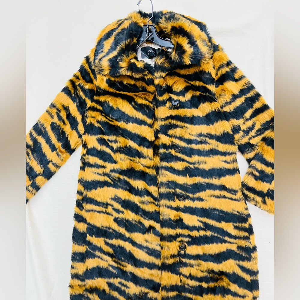 J crew faux fur tiger print coat jacket NWT size small
